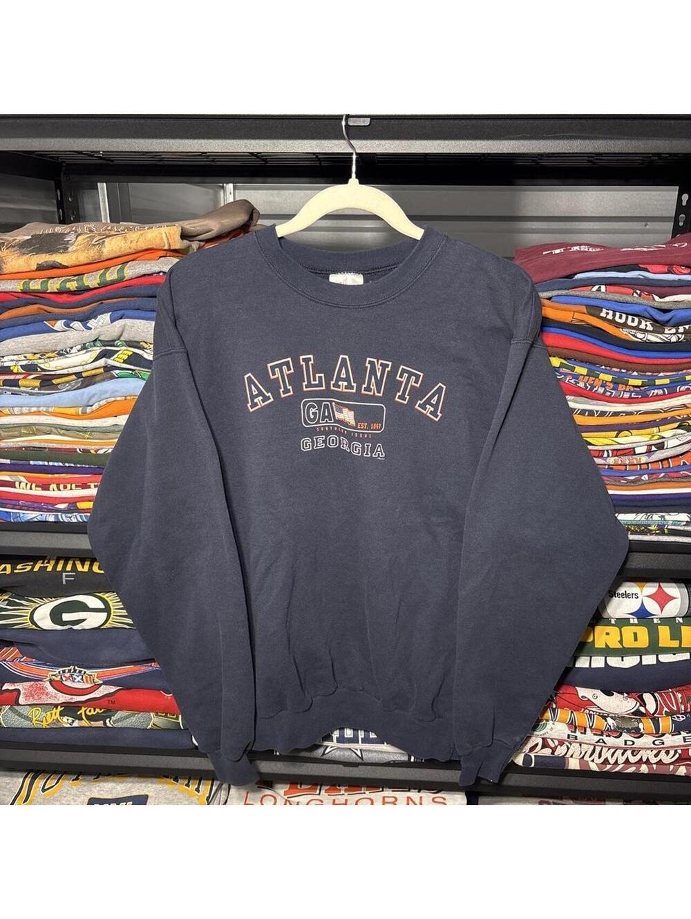 Vintage 90s Atlanta Georgia Souvenir Sweatshirt Crewneck Faded Black M